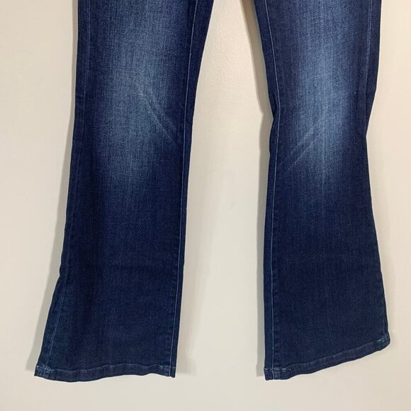 Pilcro and the letterpress dark wash high rise script flare denim stretch jeans - Picture 3 of 11